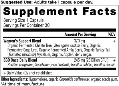 Ancient Nutrition Probiotics for Women, Once Daily Women's Probiotics 30ct, Digestive Support and Reduces Occasional Bloating, Made with Chaste Tree Berry and Amla Berry, 25 Billion CFUs*