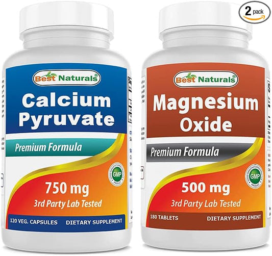 Calcium Pyruvate Powder 8 OZ & Magnesium Oxide 500 mg