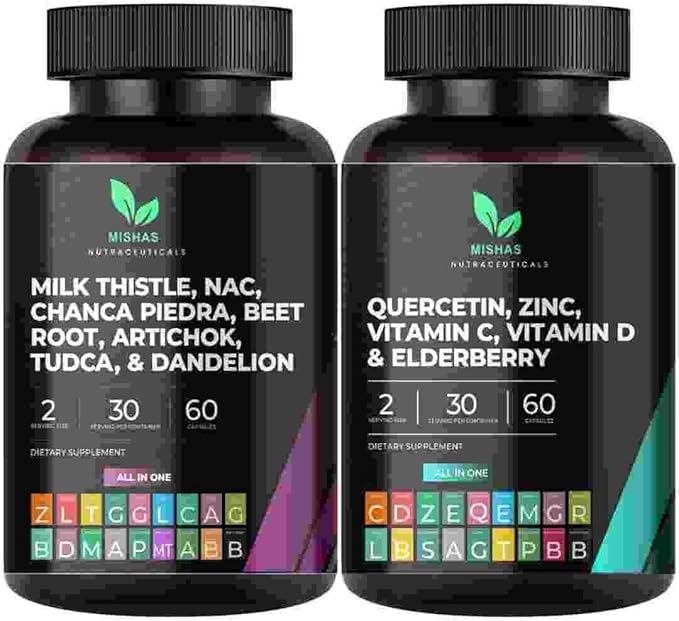 Bundle - Milk Thistle & Quercetin 60 Vegan Capsules - Total 120 Capsules