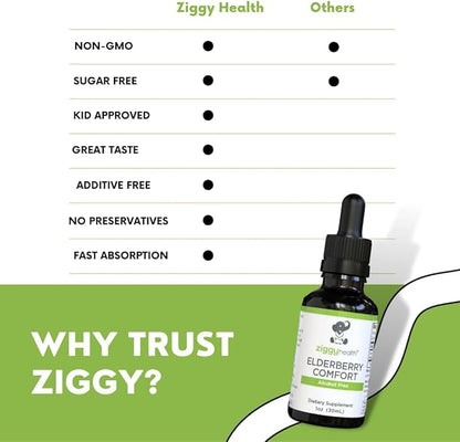 Organic Elderberry Tincture - Elderberry Extract - Liquid Elderberry Drops, Immune Support, Respiratory Support & Defense, 1oz - Ziggy Health