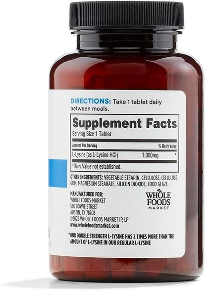 Whole Foods Market, L-Lysine Double Strength, 100 ct (Pack of 2)