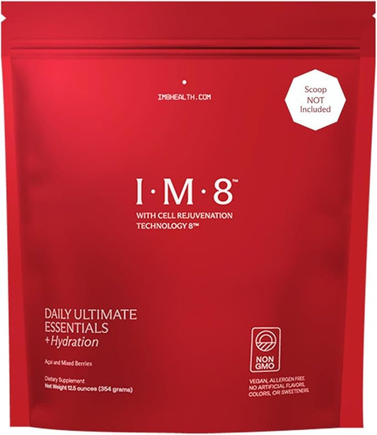 Daily Ultimate Essentials All-in-1 Multivitamin Supplement, 92 Nutrient Rich Ingredients CoQ10, Probiotics, Vitamins, Greens, GF, Acai Mixed Berry (30 Servings, Refill Pouch - Scoop NOT Included)