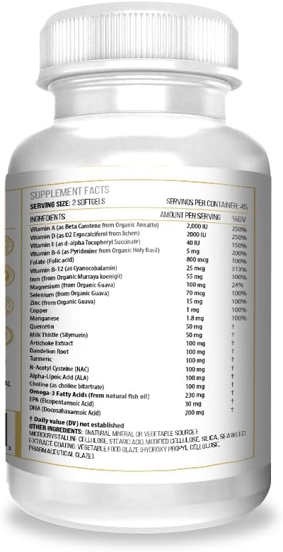 ACTIF Liver Support for Women with 20+ Advanced Factors and Omega-3 - Non GMO, Made in USA, 90 Count