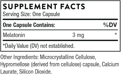 THORNE Melaton-3-3mg Melatonin - Supports Circadian Rhythms, Restful Sleep & Relaxation* - Gluten, Dairy & Soy-Free - 60 Capsule