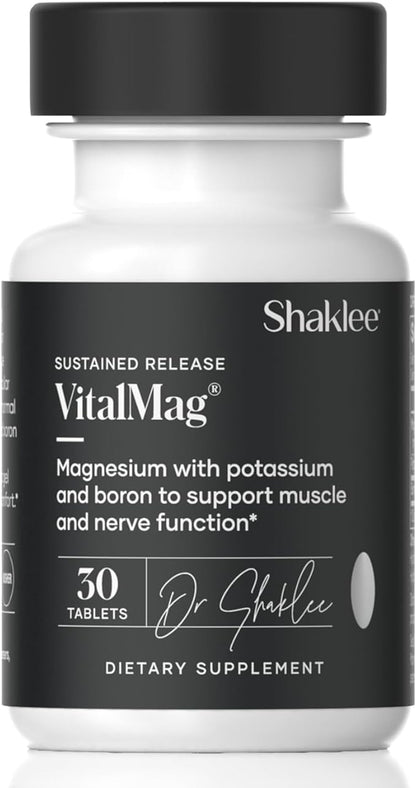 Shaklee -Sustained Release VitalMag - Magnesium Supplement for Nerve, Muscle, and Heart Health - Potassium & Boron Blend - Supports Cardiovascular Health - Easy Digestion - 30 Tablets