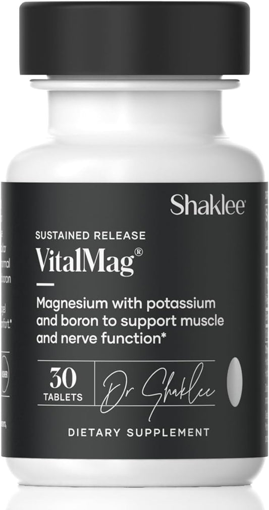 Shaklee -Sustained Release VitalMag - Magnesium Supplement for Nerve, Muscle, and Heart Health - Potassium & Boron Blend - Supports Cardiovascular Health - Easy Digestion - 30 Tablets