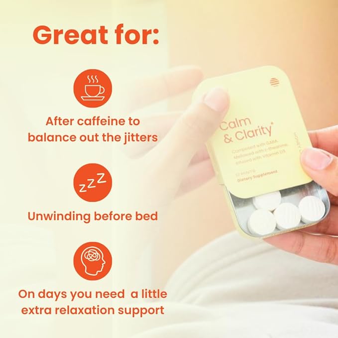 NeuroGum Calm & Clarity Mints (72 Pieces) - Sugar Free with L-theanine + GABA + Vitamin D3 - Nootropic Brain Supplements for Memory - Enhances Calm, Stress Relief for Men & Women - Honey Lemon