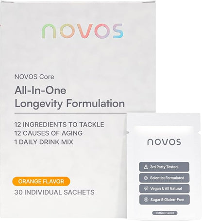 novos Core Vital Supplement Bundle | Daily Support for Skin, Energy, Mood, Gut, and Cognitive Wellness | 30 Servings + 120 Chews