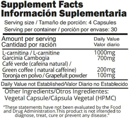 INCA MASTER TEA - 1600mg Garcinia Cambogia & L-Carnitine Complex - Belly Fat Burner for Women & Men - 120 High Potency Diet Pills - Fast Acting Best Hunger Suppressant for Your Fitness