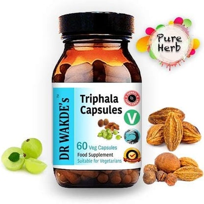 DR WAKDE'S Triphala Capsules (60 Veg Caps, Plant-Based Supplement, Ayurvedic Herb, All Natural, Vegan)
