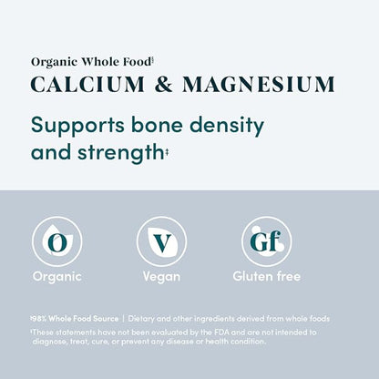 Amazon Elements - Organic Whole Food Calcium & Magnesium, Vegan, Gluten Free, 90 tablets