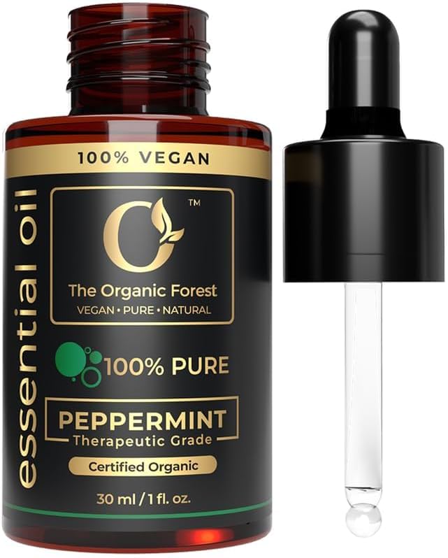USDA Organic Peppermint Essential Oil - 100% Pure for Hair, Skin and Aromatherapy - Relaxation & Concentration - Non-GMO, Therapeutic Grade, Multipurpose Use