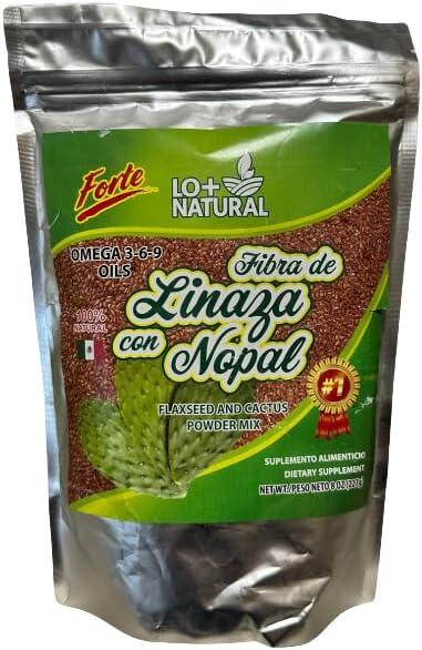 Linaza con Nopal Forte 8oz 100% Natural Blend of Ground Linaza - Nopal Cactus Powder Mix Extremely Effective Flaxseed & Nopal Powder Mix 8oz Dietary Supplement