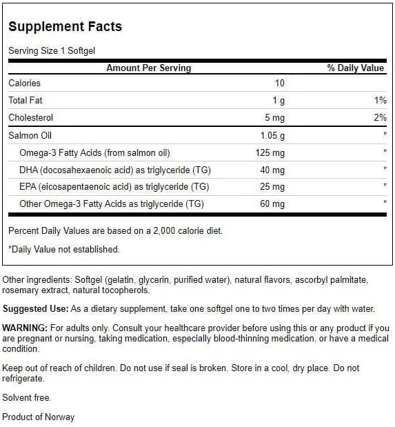 Swanson Virgin Salmon Oil (ecomega) 1050 Milligrams 90 Sgels