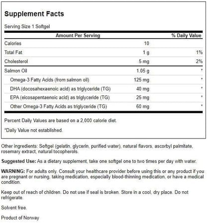 Swanson Virgin Salmon Oil (ecomega) 1050 Milligrams 90 Sgels