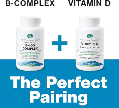 Earth's Splendor Vitamin B Complex – Supports Energy, Metabolism, and Immune Function – Complete B-Vitamin Formula for Men & Women, 60 Tablets, 2-Month Supply