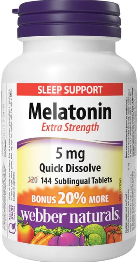 Webber Naturals Melatonin Easy Dissolve, 5 mg, 144 sublingual Tablets