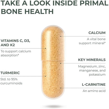 Primal Harvest Calcium Carbonate Bone Health Complex for Men and Women with Calcium, Magnesium, Zinc, Manganese, Potassium, and L-Carnitine