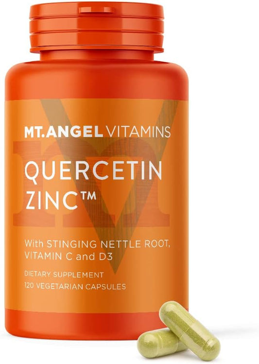 Mt. Angel Vitamins - Zinc Quercetin with Bromelain Supplement – Immune Support & Respiratory Health - Quercetin 500mg Capsules | Zinc 50mg | Vitamin C Capsules | Immune Booster for Adults - 120ct.