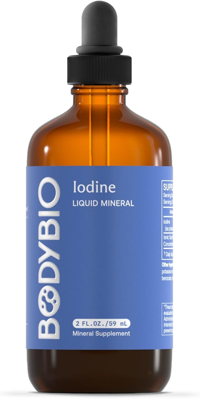 BodyBio - Liquid Iodine for Thyroid Health - High Absorption, Pure, Concentrated Iodine Supplement - 2oz