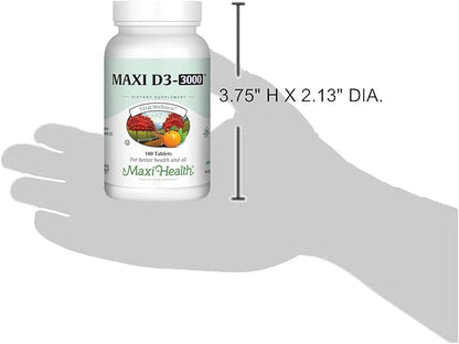 Maxi Health D3 3000 - Supports Bone Health and Immune System - Prevents Vitamin D Deficiency - 3000IU Tablets Contain 75 MCG per Serving to Support Bone Health (180 Tablets)