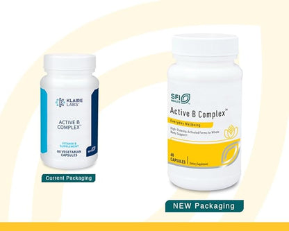 Klaire Labs SFI Health Active B Complex - Methylated Vitamin B Complex with Methyl Folate, B12, B6 and More - Support Healthy Energy, Brain, Liver & Nerve Function (60 Capsules)