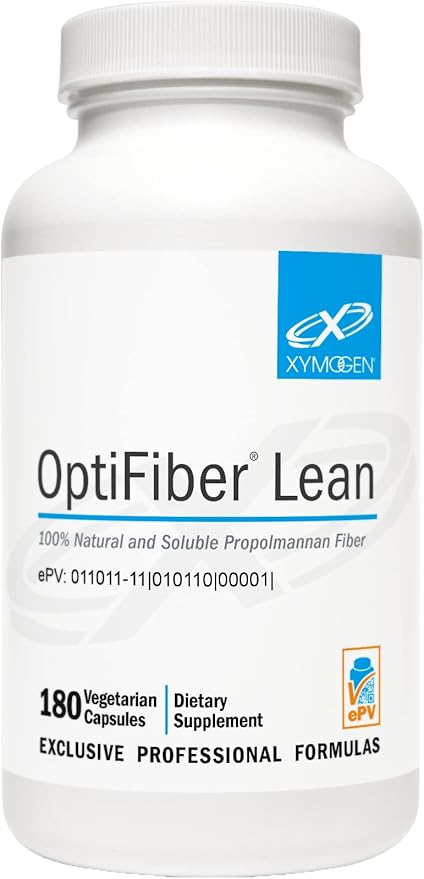 XYMOGEN OptiFiber Lean, Daily Fiber Supplement Pills - 100% Natural Soluble Propolmannan Dietary Fiber - Support Digestion, Satiety & Regularity - Serves as a Prebiotic (120 Capsules)