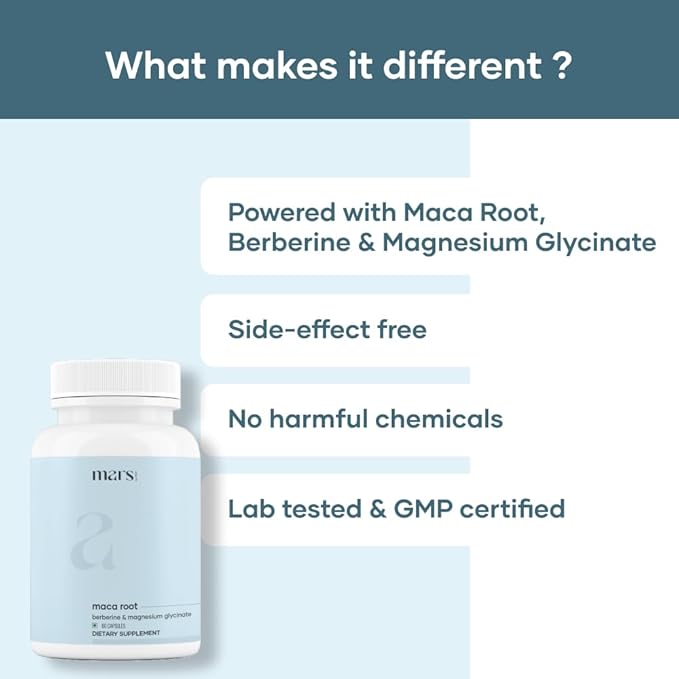 mars by GHC Maca Root Capsules with Ginseng, Magnesium & Berberine | Supports Vitality & Overall Well-Being | 60 Capsules Pack of 1
