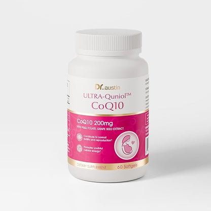 DRAUSTIN Coenzyme Q10 Preparation for Pregnancy Reduction 200mg Mitochondrial PQQ Folic Acid Imported from The United States, 60 Count