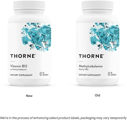 THORNE Vitamin B12 - as Methylcobalamin - Supports Heart & Nerve Health, Blood Cell Function, Healthy Sleep & Methylation* - Gluten, Dairy & Soy-Free - 60 Capsules