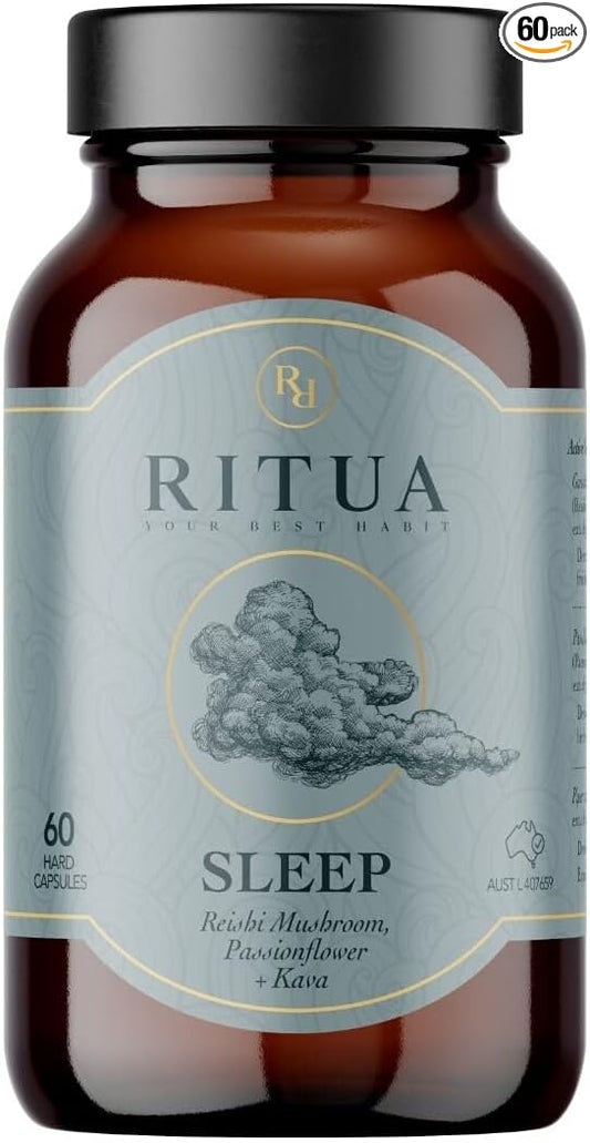 Wellness Natural Sleep Supplement, Deep Sleep Aid, Mushroom Supplement with Kava Powder, Reishi Mushroom and Passionflower Extracts, Alternate to Sleep Gummies, Promotes Relaxation, 60 Capsules