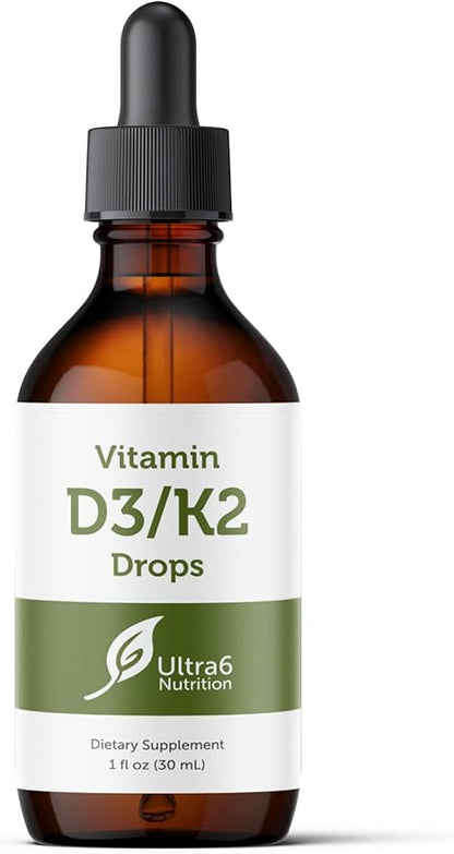 Vitamin D and K2 Drops - Liquid Vitamin D3 with K2 Supplements for Adults - Easy-to-Take, Flavor-Free, Highly Absorbable VIT D3 and K2 Supplements, Made in USA (30 ml)