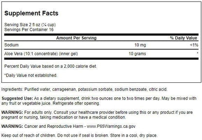 Swanson Premium Brand Aloe Vera Gel 32 fl Ounce (1 Qt) (946 ml) - Pack of 1