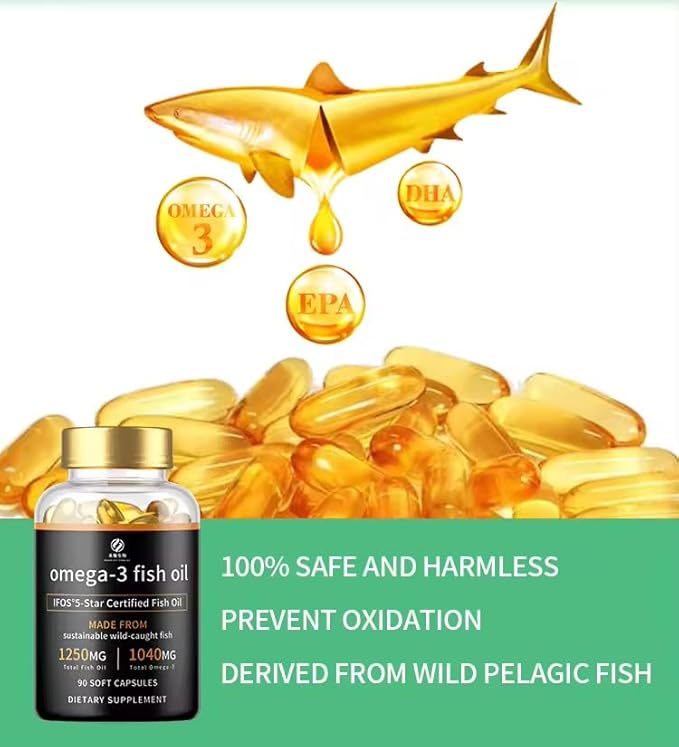 Pure Premium Omega-3 Fish Oil – Triple Strength, Heart & Brain Support – 90 Softgels