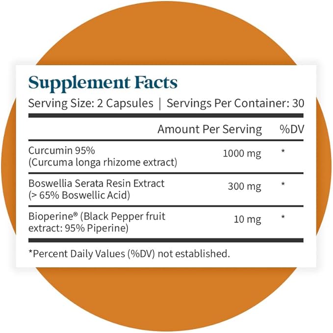 Pattern Wellness Turmeric Curcumin - 1300mg - 95% Curcuminoids with Bioperine Black Pepper Extract - Natural Joint, Health & Cognitive Support - Non-GMO, Gluten Free - 60 Capsules