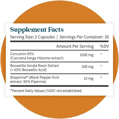 Pattern Wellness Turmeric Curcumin - 1300mg - 95% Curcuminoids with Bioperine Black Pepper Extract - Natural Joint, Health & Cognitive Support - Non-GMO, Gluten Free - 120 Capsules