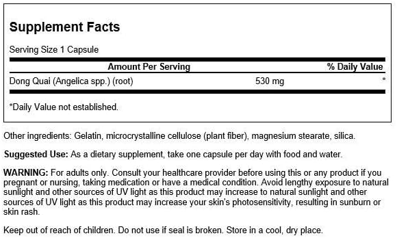 Swanson Dong Quai 530 Milligrams 100 Capsules