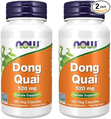 NOW Supplements, Dong Quai (Angelica sinensis) 520 mg, Female Support*, 100 Veg Capsules (Pack of 2)