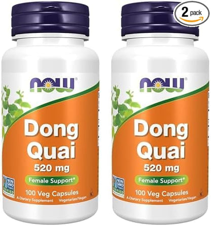 NOW Supplements, Dong Quai (Angelica sinensis) 520 mg, Female Support*, 100 Veg Capsules (Pack of 2)