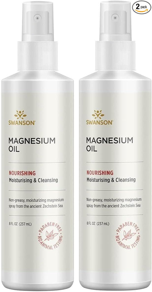 Swanson Magnesium Oil Spray Zechstein Magnesium Soothes Muscles Nourishes Skin Stress Relief Sleep Rapid Absorption Dr. Barbara Hendel's Formula 8 fl oz (237 ml) Liquid (2 Pack)