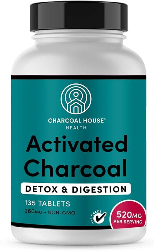 Chewable Activated Charcoal Tablets for Adults | Natural, Vegan, Non-GMO & Gluten Free | for Teeth, Stomach, Gas & Nausea | USP Food Grade | 135 ct.