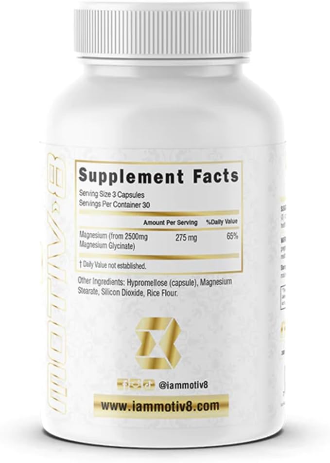 Motiv-8 Magnesium Glycinate, Relaxation, Sleep Support, Mood Elevation, 100% Vegan, 500 mg (180 Veggie Capsule)