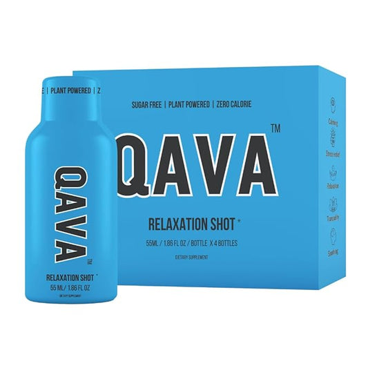 QAVA Relaxation Shots – Kava Kava - 450MG Kavalactones – Sugar-Free, Zero Calories – 55ml each - Pack of 4