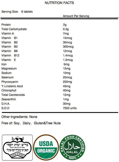 Organic Spirulina Tablets – Nature’s Own Superfood and Nutritional Supplement,Spirulina and Blue-Green Algae for Full Body Support – 60 Tablets