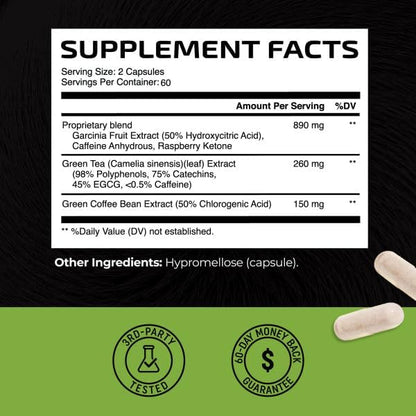 Green Tea Weight Loss Pills for Women & Men | 45% EGCG | Stomach Fat Burner, Metabolism Booster & Appetite Suppressant | Green Tea Fat Burner Diet Pills | Vegan Weight Loss Supplements | 120 Ct