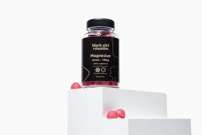 Black Girl Vitamins - Magnesium Gummies, for Sleep, Immunity, and Bone Support. Magnesium Citrate Supplement with (100mg) per Serving, Gluten-Free (Mixed Berry). 60ct