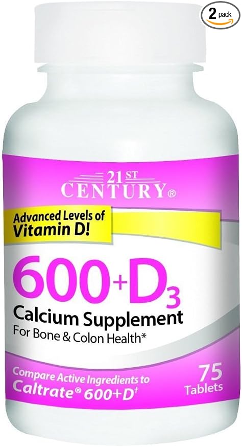 21st Century Calcium 600+D3 Tablet 600mg-800U 75 Count (2 pack)