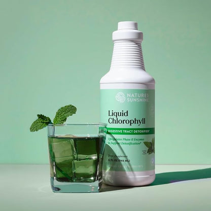 Nature's Sunshine Liquid Chlorophyll Extra Strength - Immunity Support, Detox & Cleanse, Chlorophyll Liquid Drops with Spearmint Oil, Natural Energy Boost, Internal Deodorant - 16 Fl Oz