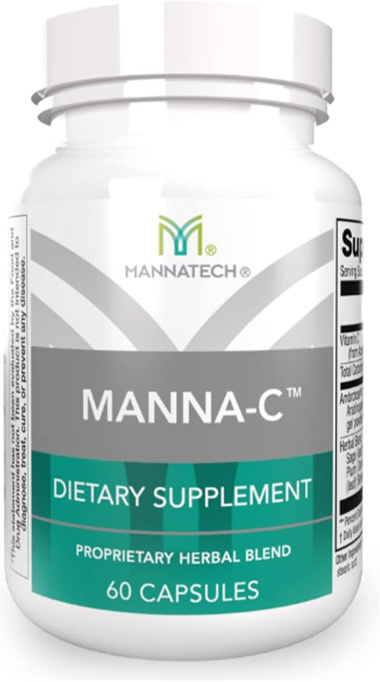 Nasal and Sinus Support with Immune Defense – Promotes Clear Breathing and Respiratory Health, Vitamin C & Glycans Blend for Daily Wellness – Manna-C 60 Capsules, Proprietary Plant-Based Formula