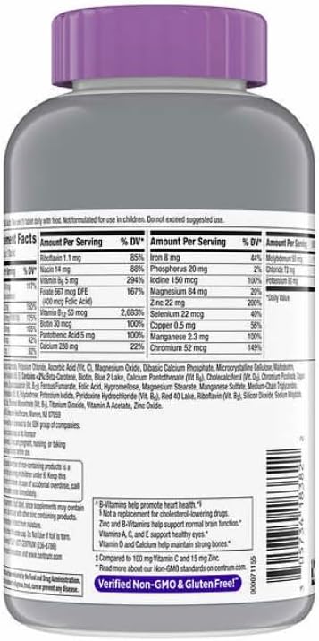 Centrum Silver Women 50 Plus Multivitamin, 275 Tablets+Bundled with nalkotsupliment Guide, Non-GMO & Gluten Free, Easy to Take Smooth Coating